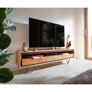 TV stolík Stonegrace 175 cm akácia prírodná 1 priehradka 3 zásuvky