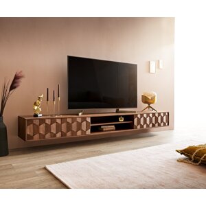 TV stolík Fevo 240 cm akáciová hnedá 4 dvierka na pántoch