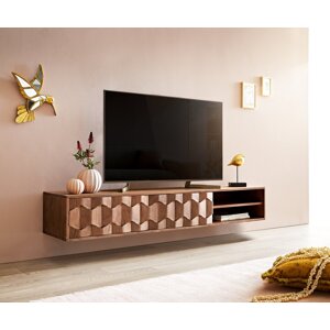 TV stolík Fevo 160 cm akáciová hnedá 2 dvierka na pántoch