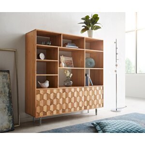 Regál Fevo 147x150 cm prírodná akácia 3 dvierka v tvare L