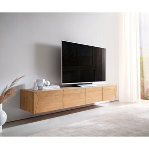 TV stolík Kayu 200 cm akácia prírodná 4 dvierka závesné