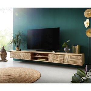 TV stolík Budaya mango prírodný 260 cm 4 dvierka 2 priehradky na