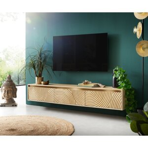 TV stolík Budaya mango prírodný 175 cm 3 dvierka závesné