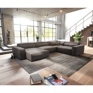 Pohovka v tvare U Sirpio XL 360x260 cm mikrovlákno khaki hnedá