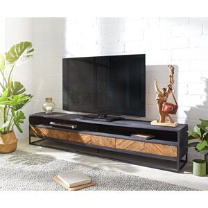 TV stolík Famke 200 cm mango teak 2 priehradky 3 zásuvky