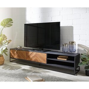 TV stolík Famke 200 cm mango teak 2 dvierka 2 priehradky