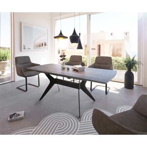 Jedálenský stôl Edona 160/200x90 cm keramický sivý kovový rozkladací