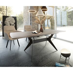 Jedálenský stôl Edona 160/200x90 cm keramický hnedý kovový rozkladací