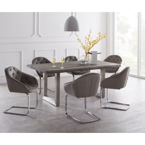 Jedálenský stôl Edge 180x90 XL Akácia platina nerezová oceľ široká