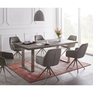 Jedálenský stôl Edge 180x90 XL akácia platina nerezová oceľ úzka