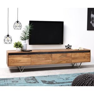 TV stolík Stonegrace 200 cm akácia prírodná bridlica 4 zásuvky