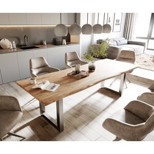 Jedálenský stôl Edge 260x100 prírodná akácia nerezová oceľ široká