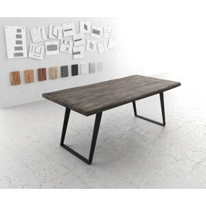 Jedálenský stôl Edge 200x100 XL akácia platina kovový uhlový
