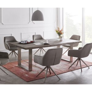 Jedálenský stôl Edge 200x100 XL Akácia platina Nerezová oceľ úzka