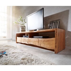 TV stolík Live Edge 230 cm z masívneho akáciového dreva 4 zásuvky
