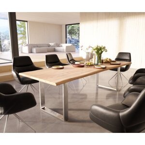 Jedálenský stôl Edge 260x100 prírodná akácia nerezová oceľ úzka