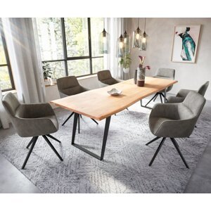 Jedálenský stôl Edge 260x100 akácia prírodná kovová šikmá podnož