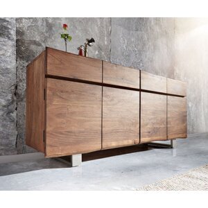 Komoda Live Edge 172 cm akáciová hnedá 4 dvierka 4 zásuvky
