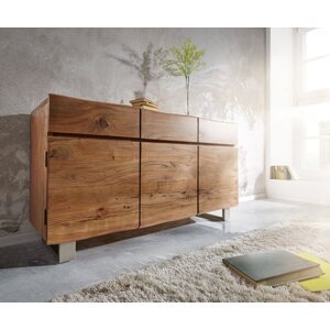 Komoda Live Edge 147 cm akácia prírodná 3 dvierka 3 zásuvky