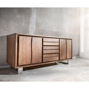 Komoda Live Edge 172 cm akáciová hnedá 3 zásuvky 4 dvierka