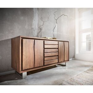 Komoda Live Edge 147 cm akáciová hnedá 3 zásuvky 2 dvierka