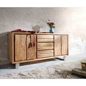 Komoda Live Edge 147 cm akácia prírodná 3 zásuvky 2 dvierka