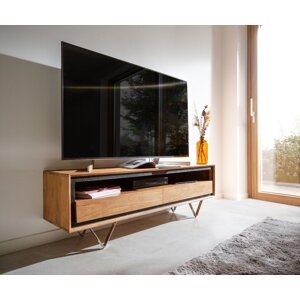 TV stolík Stonegrace 145 cm akácia prírodná 1 priehradka 2 zásuvky