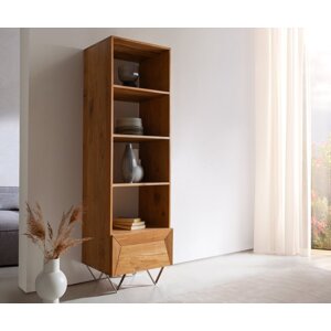 Skriňa Kayu 55x180 cm prírodná akáciová knižnica 1 dverová v tvare V