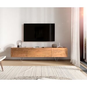 TV stolík Wyatt 175 cm prírodná akácia 2 dvierka 1 výklopné dvierka