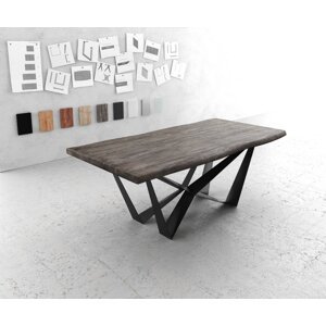 Jedálenský stôl Edge 200x100 XL Acacia platinum flat steel black