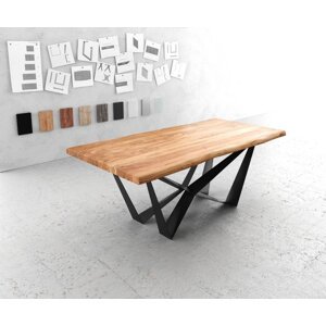 Jedálenský stôl Edge 200x100 XL Akácia prírodná plochá oceľ čierna