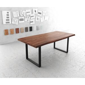 Jedálenský stôl Edge 200x100 cm XL akáciová hnedá kovová čierna