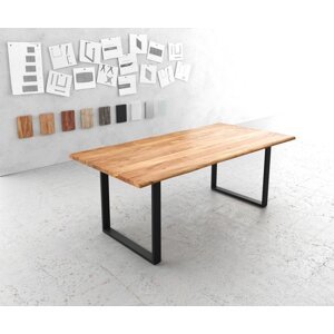 Jedálenský stôl Edge 200x100 cm prírodná akácia kov čierna