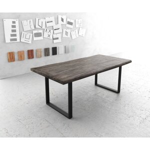 Jedálenský stôl Edge 200x100 XL akáciová podnož platinová čierna