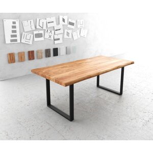 Jedálenský stôl Edge 200x100 XL akácia prírodný kov čierny