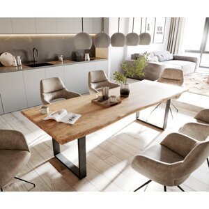 Jedálenský stôl Edge 260x100 akácia prírodný kov čierny