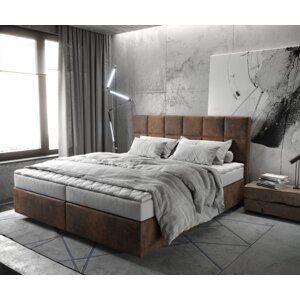 Boxspringová posteľ Dream-Fine 180x200 cm z mikrovlákna hnedá