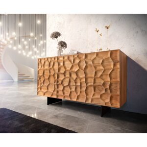 Komoda Solu 145 cm prírodná akácia 2 dvierka 3 zásuvky 3D