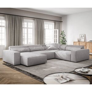 Pohovka v tvare U Sirpio XL 360x260 cm manšestrová strieborná sivá