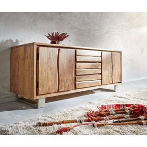Komoda Live Edge 170 cm akácia prírodná 3 zásuvky 4 dvierka