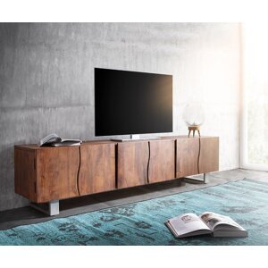 TV stolík Live Edge 220 cm Akácia hnedá masívne drevo 6 dvierok