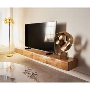 TV stolík Nový 240 cm prírodná akácia 4 dvierka na zavesenie