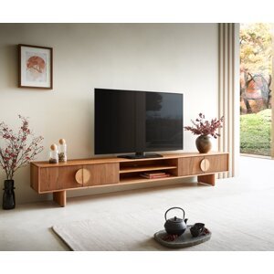 TV stolík Surimu 240 cm akáciová svetlohnedá 4 dvierka 2 priehradky