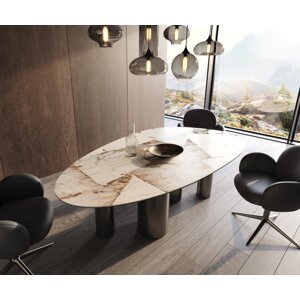 Jedálenský stôl Edge oválny 220x120 keramický Patagonia Lappato Pilier