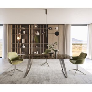 Jedálenský stôl Edge ovál 200x100 keramický Laminam® Emperador Extra