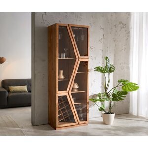 Vitrína Taza 75x210 cm prírodná akácia 4 dvierka