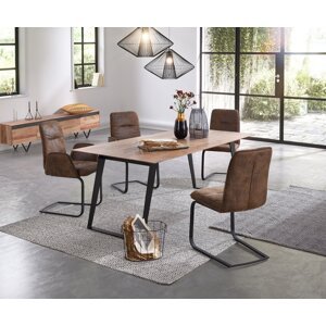 Jedálenský stôl Edge 200x100 Akácia prírodná kovová šikmá podstava