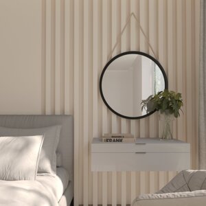 Grace okrúhle zrkadlo na povrázku 60cm čierny