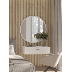 Grace okrúhle zrkadlo na povrázku 80cm biely