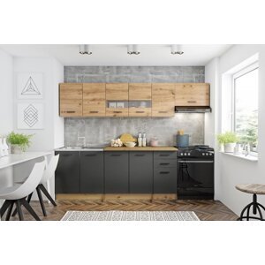 Kuchynská linka PERLA 260 Halmar Dub artisan / šedá